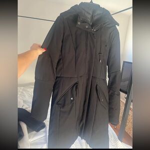 Cole Haan Women's Black Hooded Parka- Midi